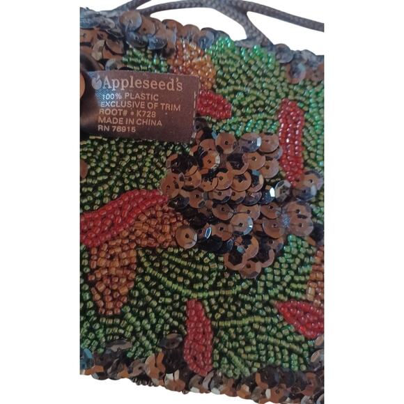 Vintage Beaded Sequin Christmas Wreath Evening Bag Purse Holiday Festive - Picture 4 of 6